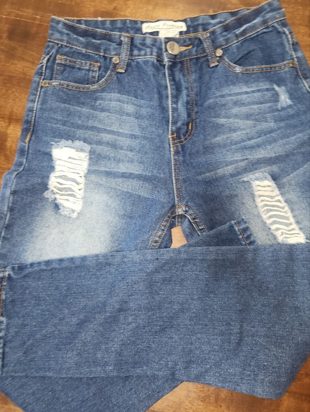Angels Blue Distressed Boyfriend Jeans